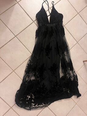 green emerald velvet dress Addison Glitter Mesh Formal Dress main image 0